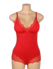 Sexy Modal Lace Crotchless Bodysuit