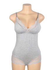 Sexy Modal Lace Crotchless Bodysuit