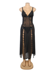 Sexy Mesh Lace Long Split Nightgown