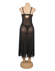 Sexy Mesh Lace Long Split Nightgown
