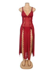Sexy Mesh Lace Long Split Nightgown