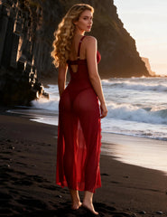 Sexy Mesh Lace Long Split Nightgown