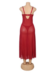 Sexy Mesh Lace Long Split Nightgown