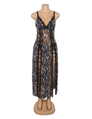 Sexy Mesh Lace Long Split Nightgown