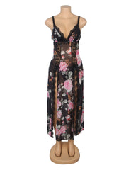 Sexy Mesh Lace Long Split Nightgown