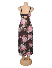 Sexy Mesh Lace Long Split Nightgown