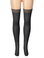 Sexy Crushed Velvet PU Patchwork Garter Belt Thigh High Stockings