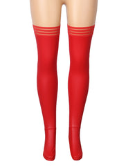 Sexy Crushed Velvet PU Patchwork Garter Belt Thigh High Stockings