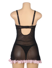 Sexy Lace Ruffled Suspender Nightdress Babydoll