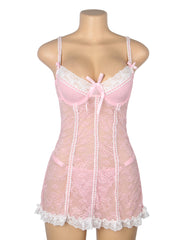 Sexy Lace Ruffled Suspender Nightdress Babydoll