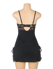 Leopard Print Lace Trim Sexy Nightgown
