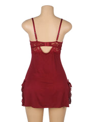 Leopard Print Lace Trim Sexy Nightgown