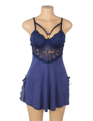 Leopard Print Lace Trim Sexy Nightgown