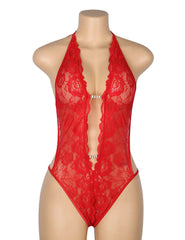 Lace Sexy Backless Open Crotch Teddy Lingerie