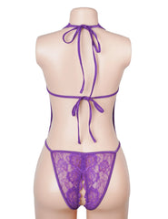 Lace Sexy Backless Open Crotch Teddy Lingerie