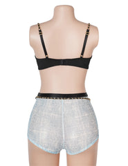 Blue Women Sexy Bra Set