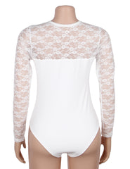 Sheer Lace Long Sleeve Open-Back Bodysuit