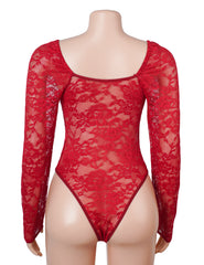 Deep-V Lace Long Sleeve Bodysuit