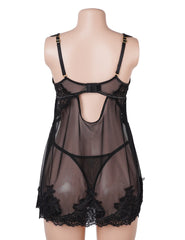 Sexy Lace Mesh U Shape Backless Babydoll Lingerie