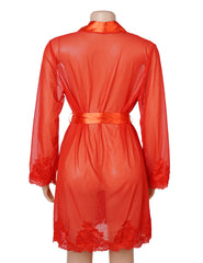 Sexy Long Sleeves Eyelash Lace Mesh Robe