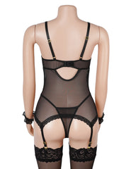 Sexy Mesh Lace Up Garter Lingerie