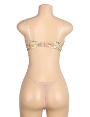 Sexy Mesh Floral Embroidery Bra Set