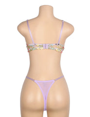 Sexy Mesh Floral Embroidery Bra Set